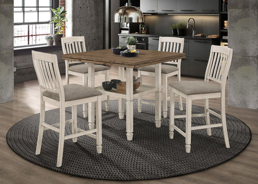 Sarasota 5-piece Counter Height Dining Set with Drop Leaf Nutmeg and Rustic Cream image