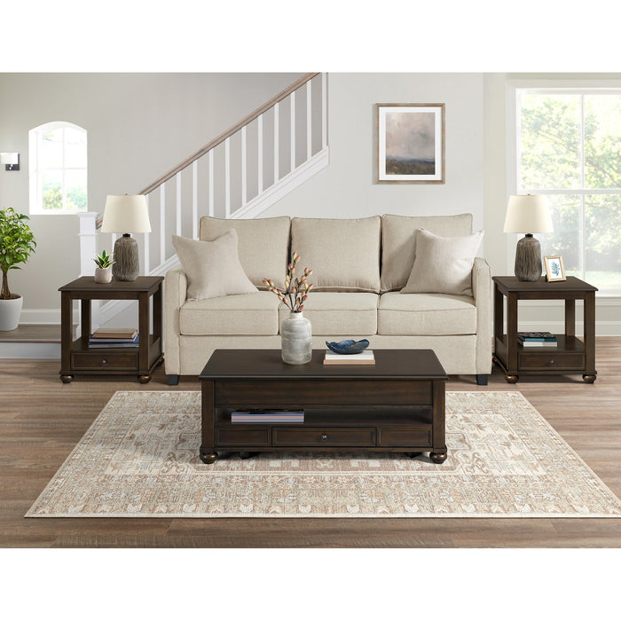 Wagner 3PC Occasional Table Set in Cherry-Rectangular Lift-Top Coffee Table & Two End Table