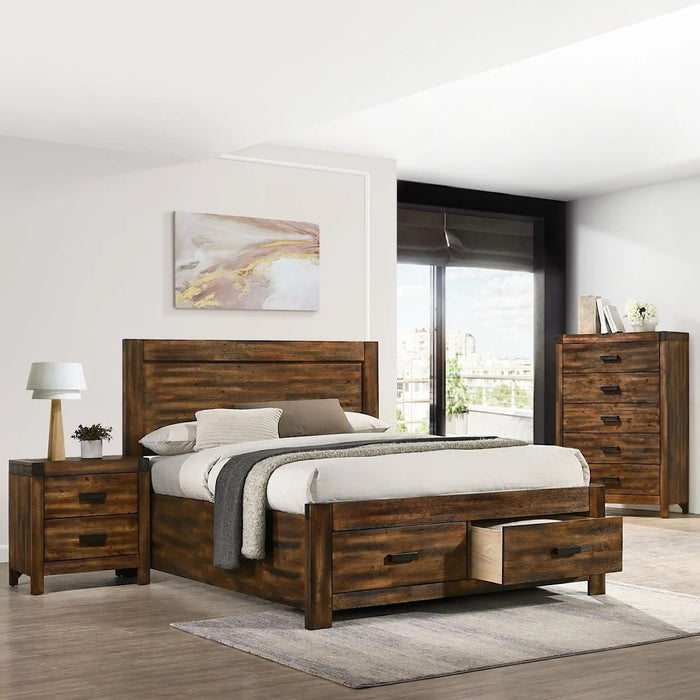 Elements International Warner Full Storage Bed in Chesnut