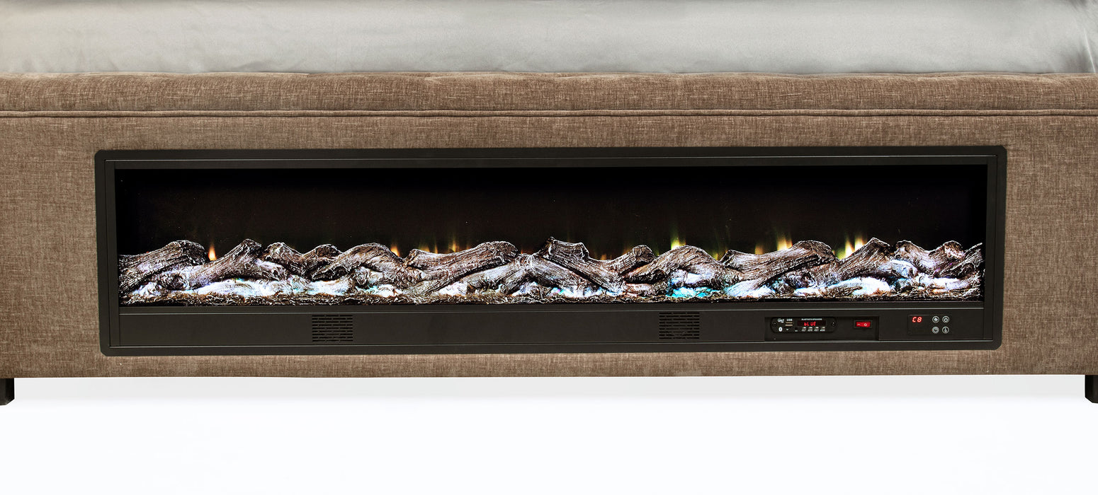 Senna Panel Bed with Bluetooth Speaker and Flame Visualizer