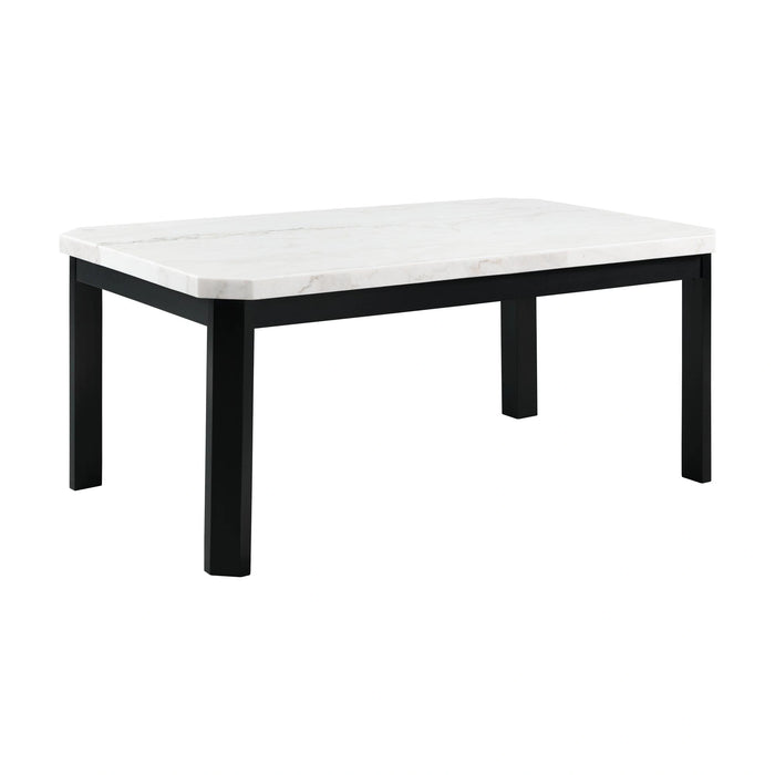 Francesca White Marble Rectangular 5PC Dining Set-Table & Four Grey PU Chairs