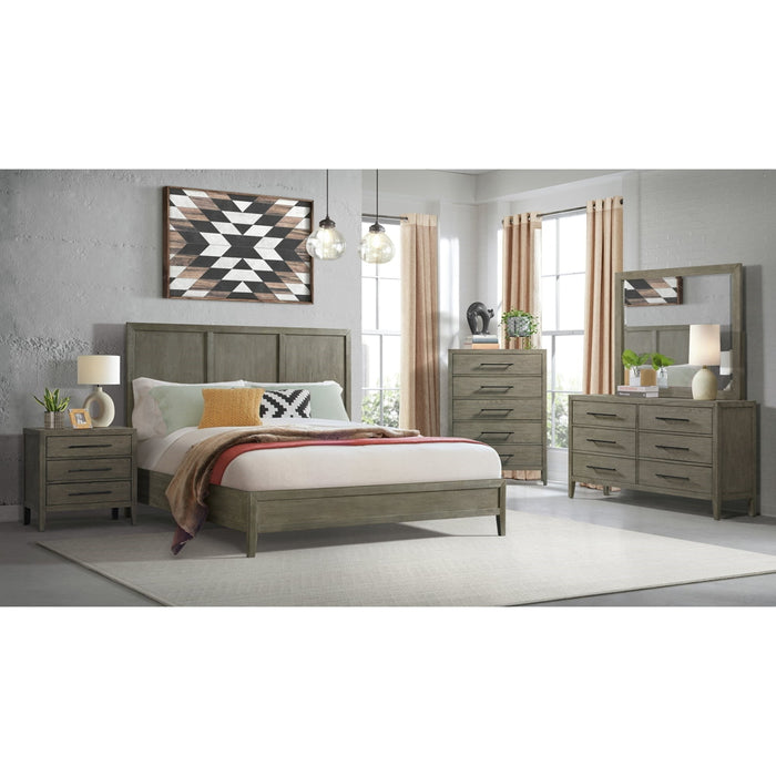 Elements International Versailles King Wooden Panel Bed with Low Footboard in Grey