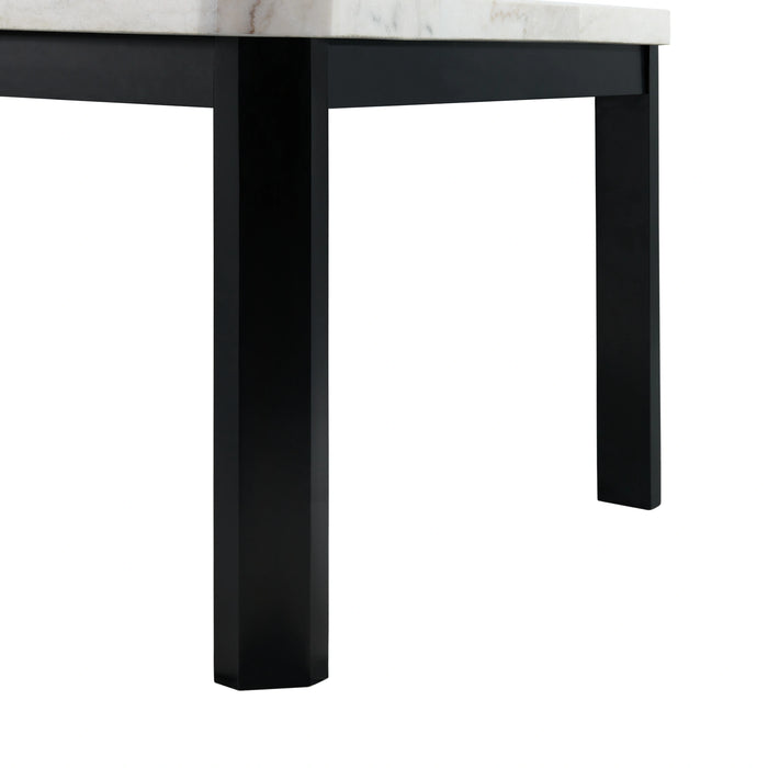 Francesca White Marble Square 5PC Counter Height Dining Set-Table & Four Grey Velvet Chairs