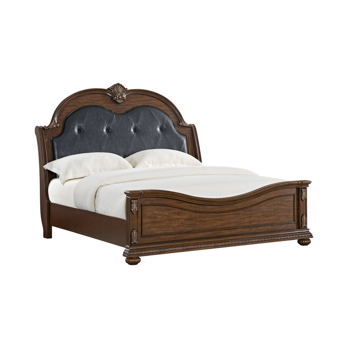Cadenza UPH Bed with Black PU in Brown