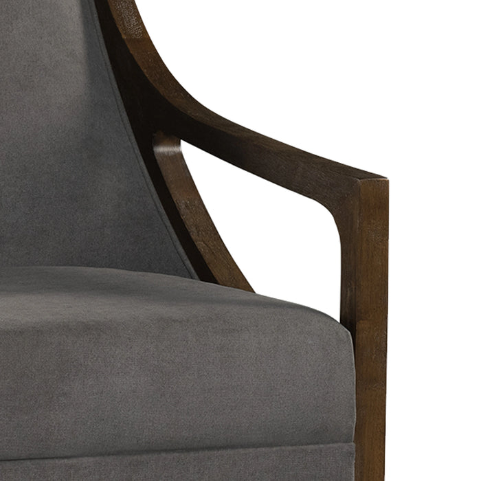 Hopkins Chair w/Brown Arm Columbia Charcoal