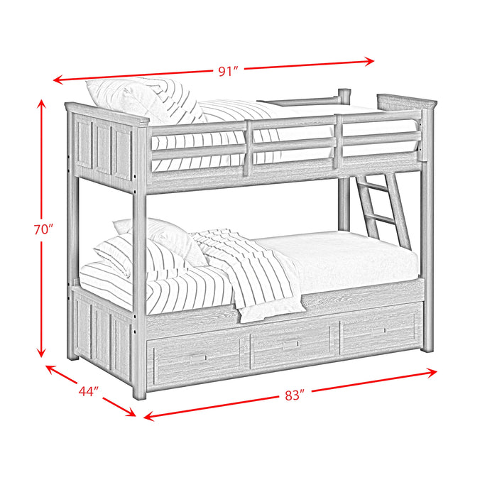 Hampton Kids Over Bunk with Ladder and Trundle Bedroom Set
