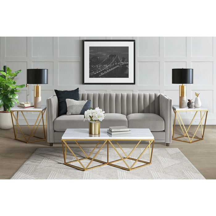 Riko Square End Table W/Gold Metal Leg