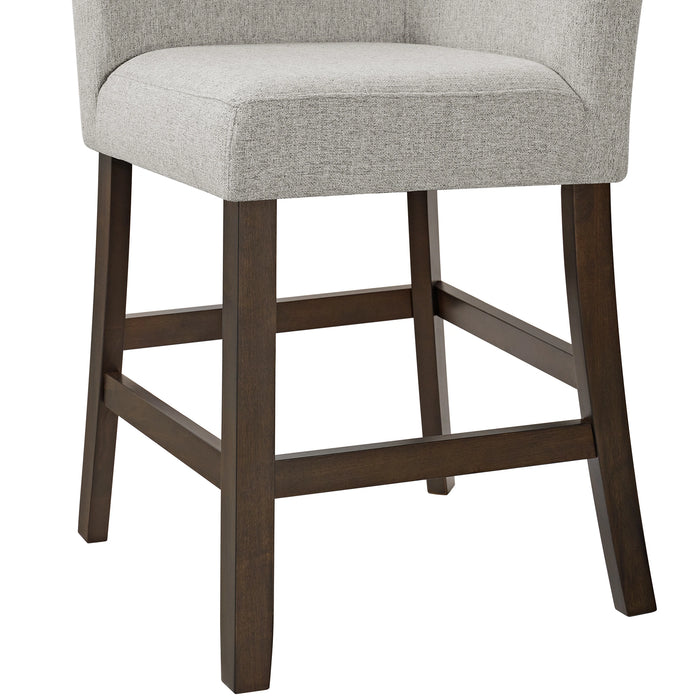 Seneca Counter 3PC Corner Bench with Grey Fabric in Brown