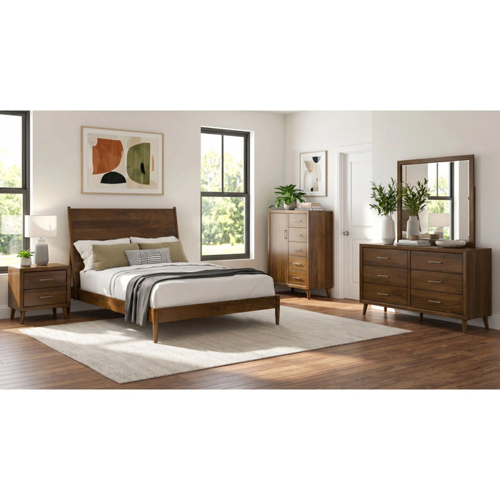 Malibu 6-Drawer Dresser & Mirror in Walnut