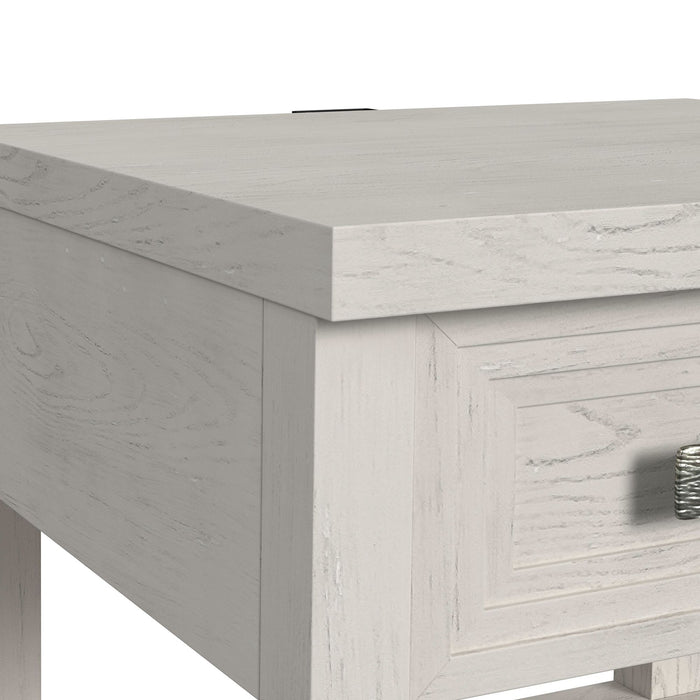 Avalanche End Table with USB in Antique White