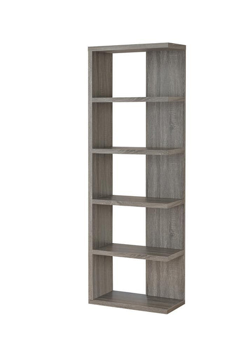 G800553 Contemporary Weathered Grey Five Shelf Bookcase