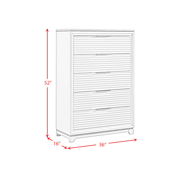 Denmark 5-Drawer Chest in White