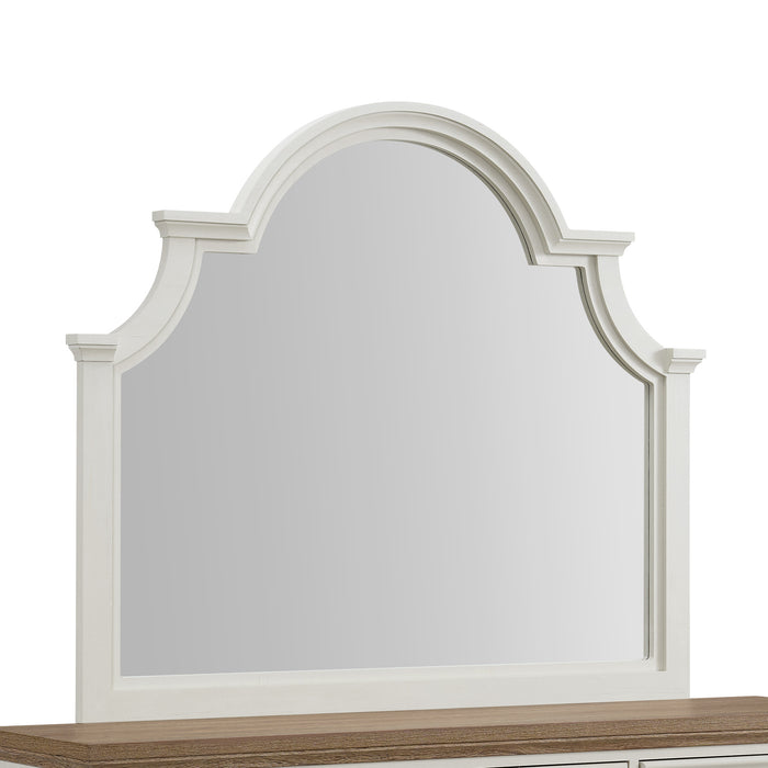 Eastwood Youth Dresser and Mirror Set in Brown and Off-White