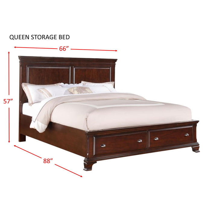 Canton Cherry  Queen Storage Bed