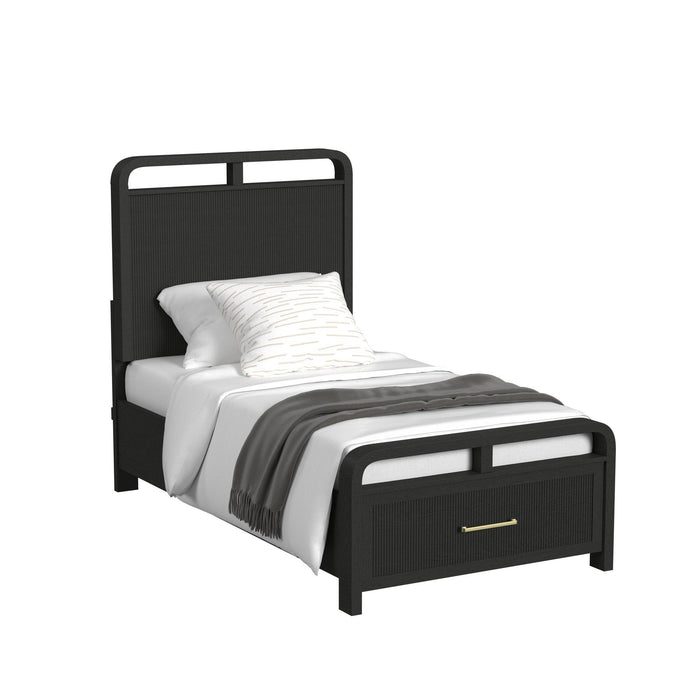 Ridgemont Storage Bedroom Set in Black with Grain