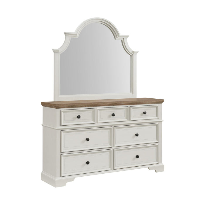 Eastwood Youth Dresser and Mirror Set in Brown and Off-White