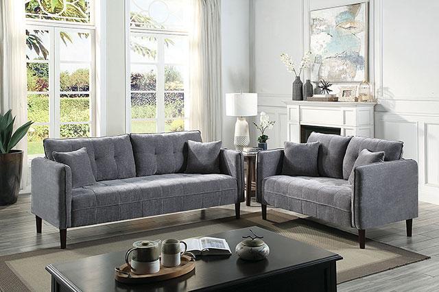 LYNDA Sofa w/ Pillows, Dark Gray