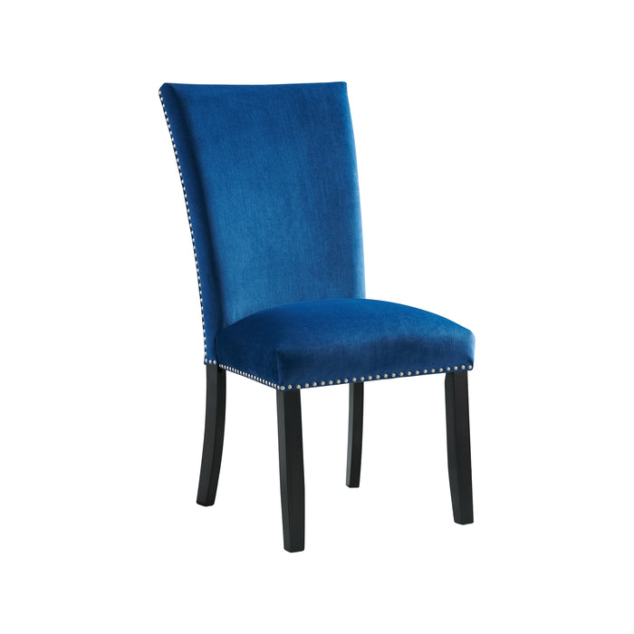 Francesca Rectangular Dining Blue Velvet Side Chair (2 Per Pack)