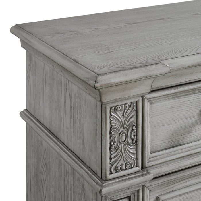 Glenmore 3-Drawer Nightstand with USB in Aged Grey