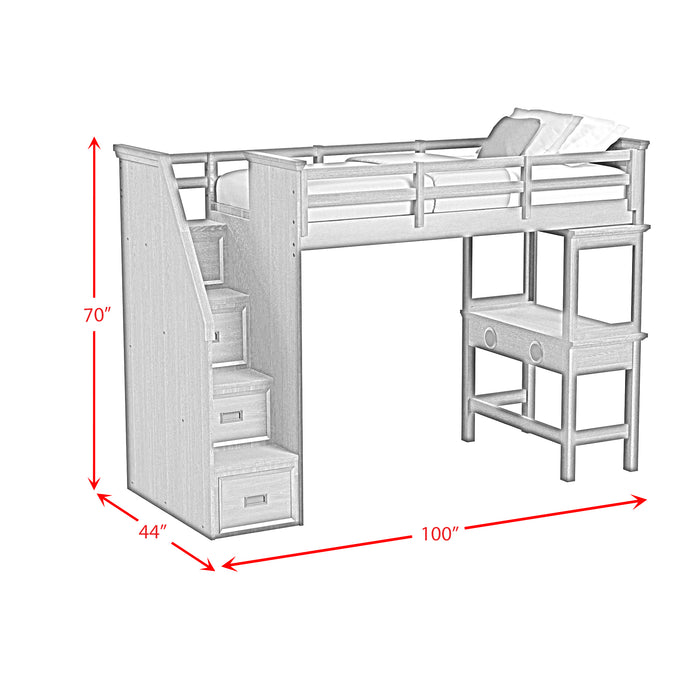 Hampton Kids Loft with Staircase and Desk with Speaker Bedroom Set