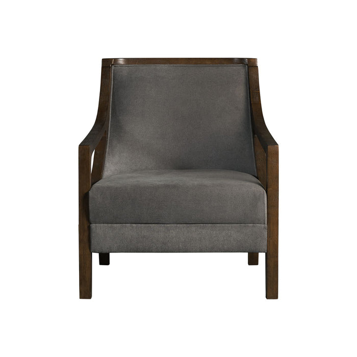 Hopkins Chair w/Brown Arm Columbia Charcoal