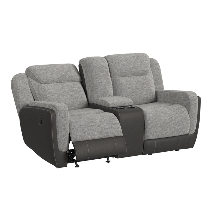 Hornet Motion Glider Loveseat with Console in Rancho Grey