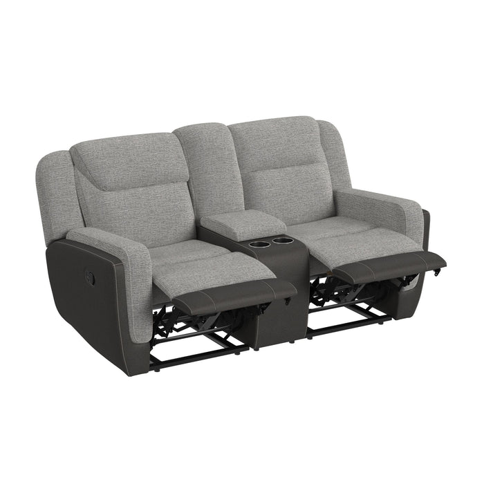 Hornet Motion Loveseat with Console in Rancho Grey