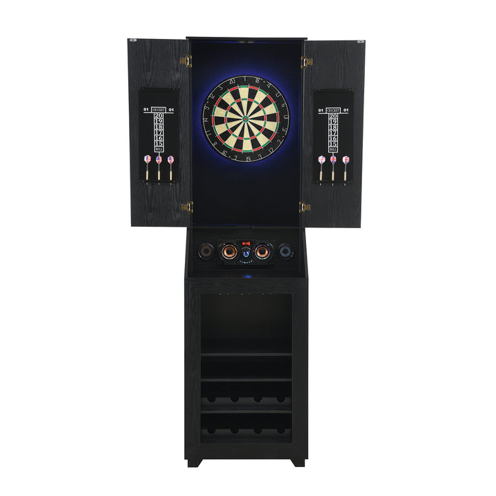 Hurricanes Dartboard Cabinet with Speaker and LED in Black (3A Packing)