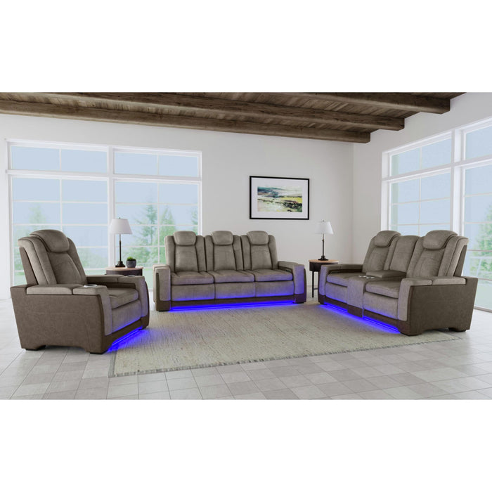 Lantana Power Motion Recliner with Power Headrest, Led ,wireless charger and cup holder in Rocky Grey/Brown
