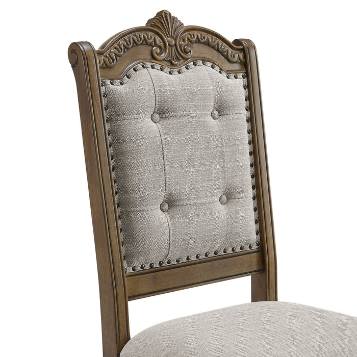 Madison Park Dining Side Chair with Beige Fabric in Walnut (2 Per Carton)