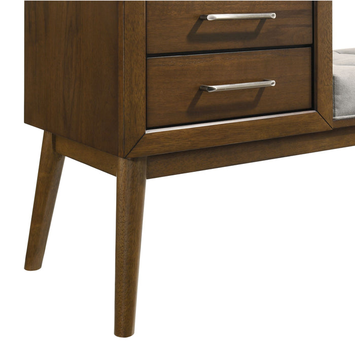 Malibu Bench with Grey Fabric in Walnut