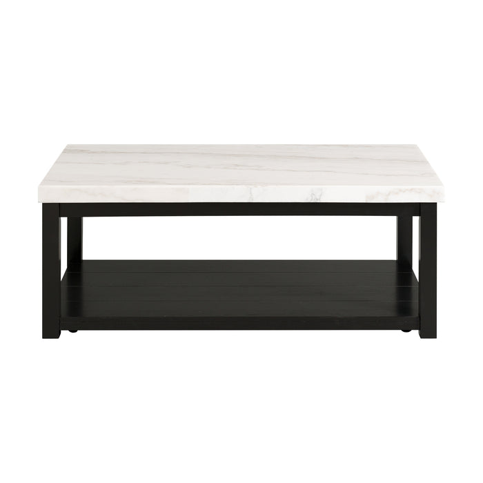 Marcello w/ White Top - Rectangular Coffee Table W/Casters
