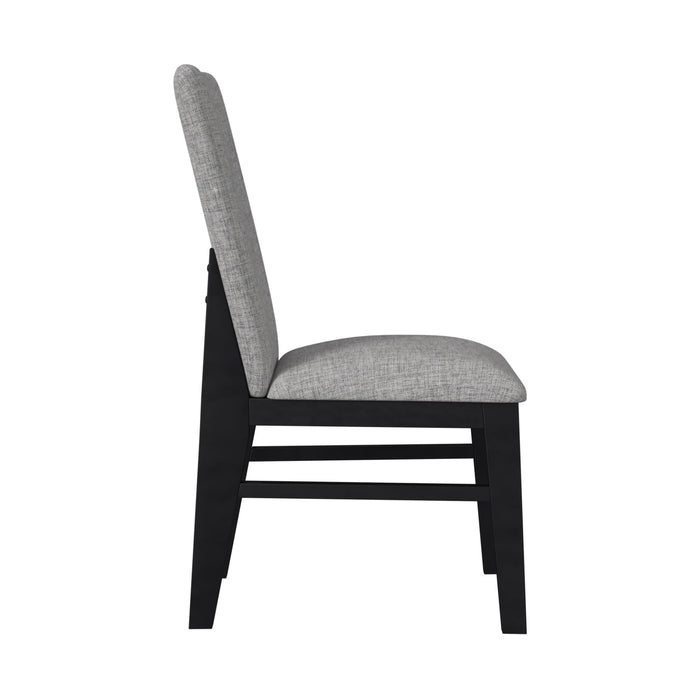 Marlene Dining Side Chair with Grey Fabric in Black (2 Per Carton)