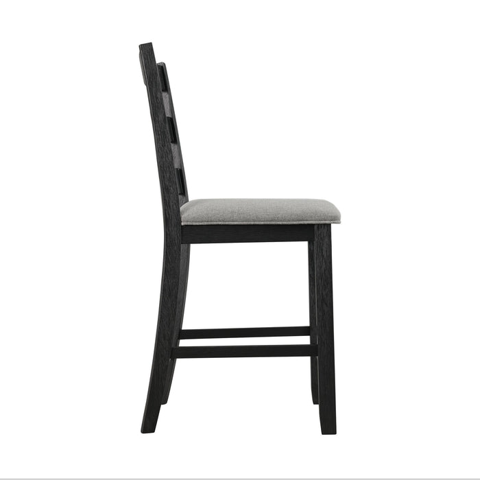 Martin Counter Side Chair with Grey Fabric - Black Finish (2 Per Carton)
