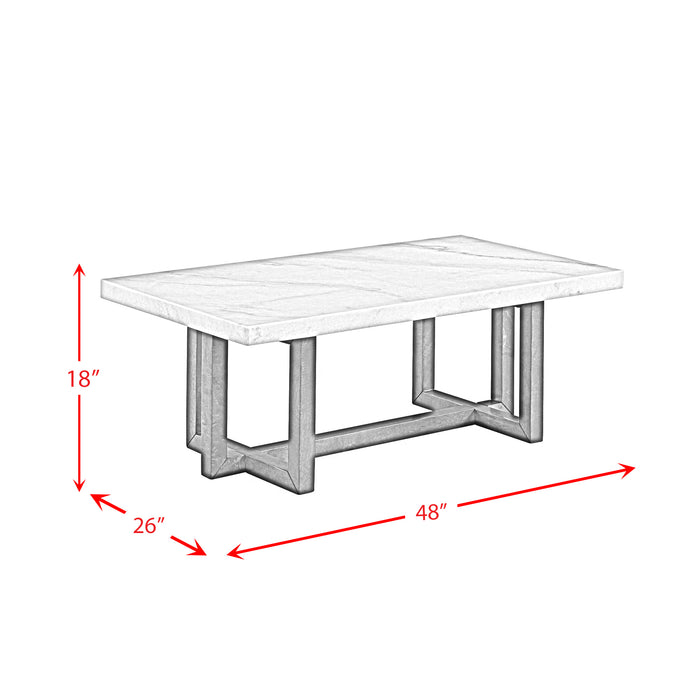 Morris 2PC Occasional Marble Table Set in White