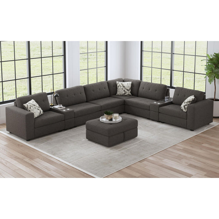Options One 9PC Living Room Set in Palmer Plus Ash