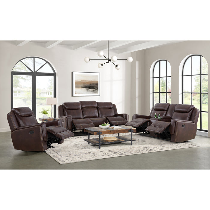 Panther 3PC Living Room Set in Neono Brown-Sofa, Loveseat & Recliner