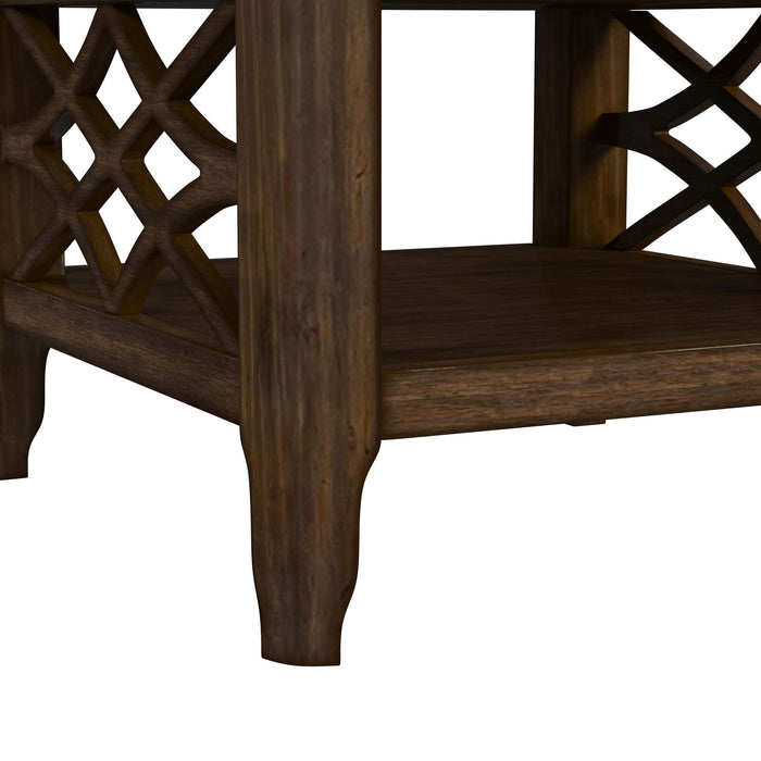 Phillipe 3PC Occasional Table Set in Cherry-Coffee Table & Two End Table