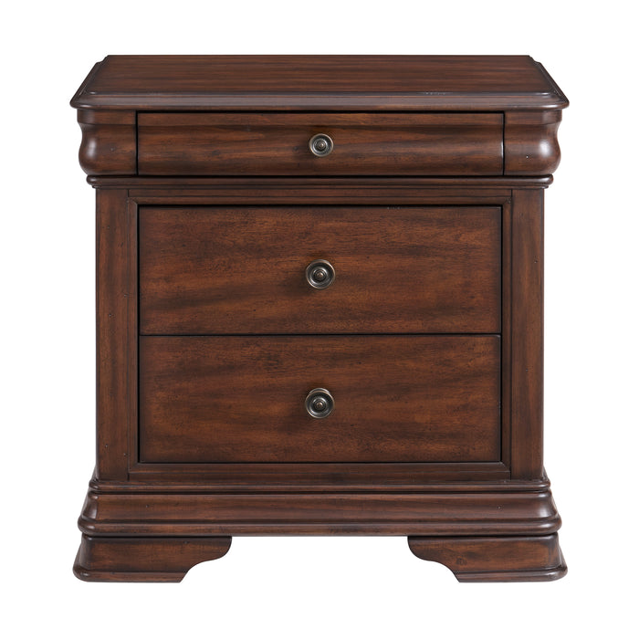 Phillipe 3-Drawer Nightstand With USB in Cherry