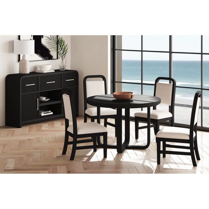 Ridgemont Dining Side Chair with White Fabric in Black with Grain (2 Per Carton)