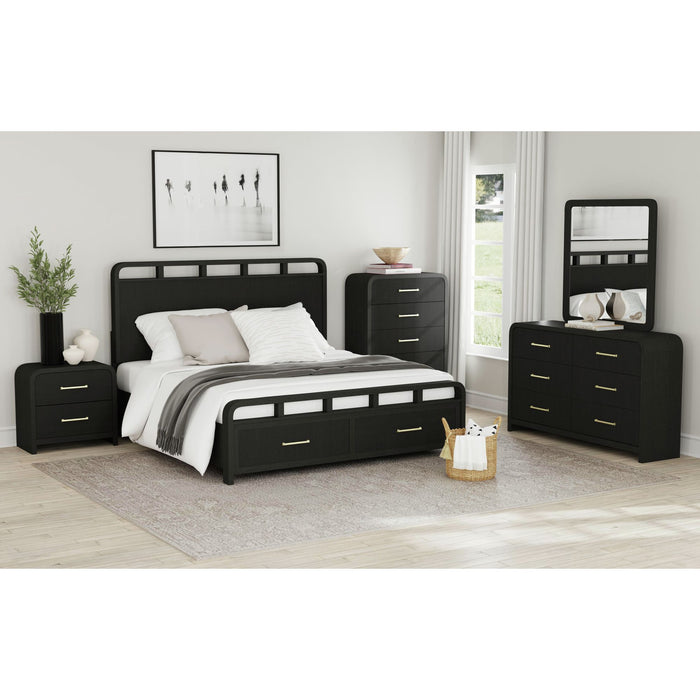 Ridgemont 5-Drawer Chest in Black with Grain