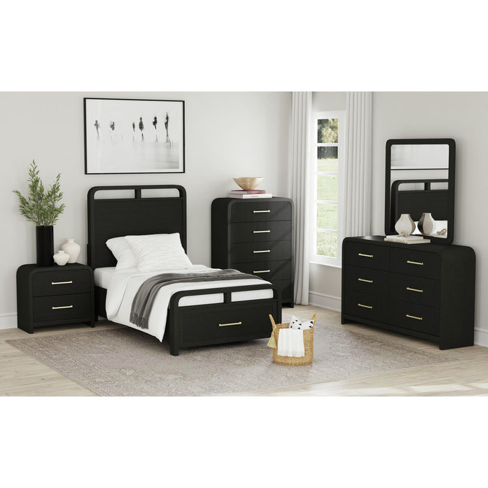 Ridgemont 6-Drawer Dresser in Black with Grain