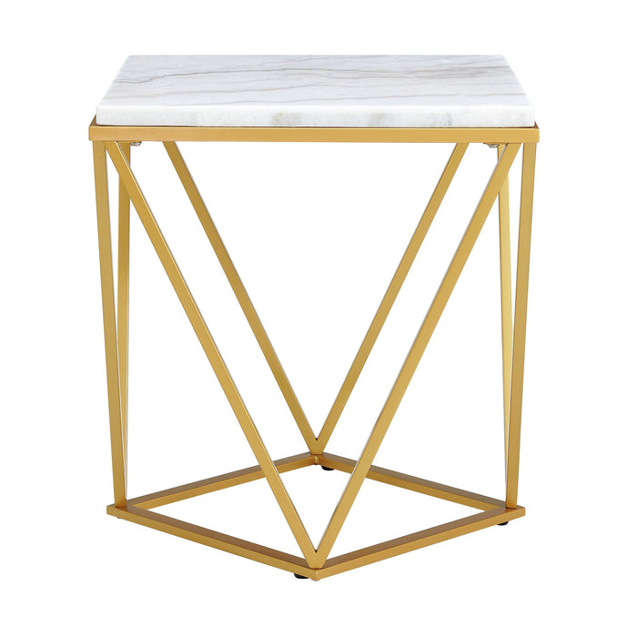 Riko Square End Table W/Gold Metal Leg