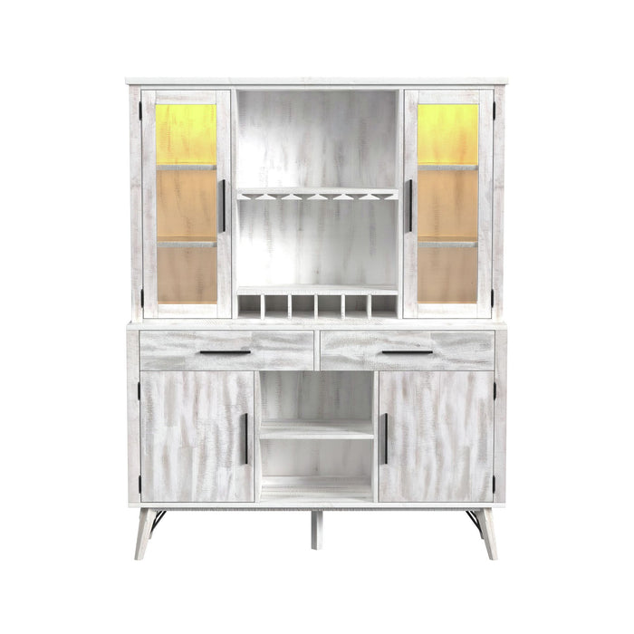 Rogen Rustic Buffet & Hutch with LED in Rustic White