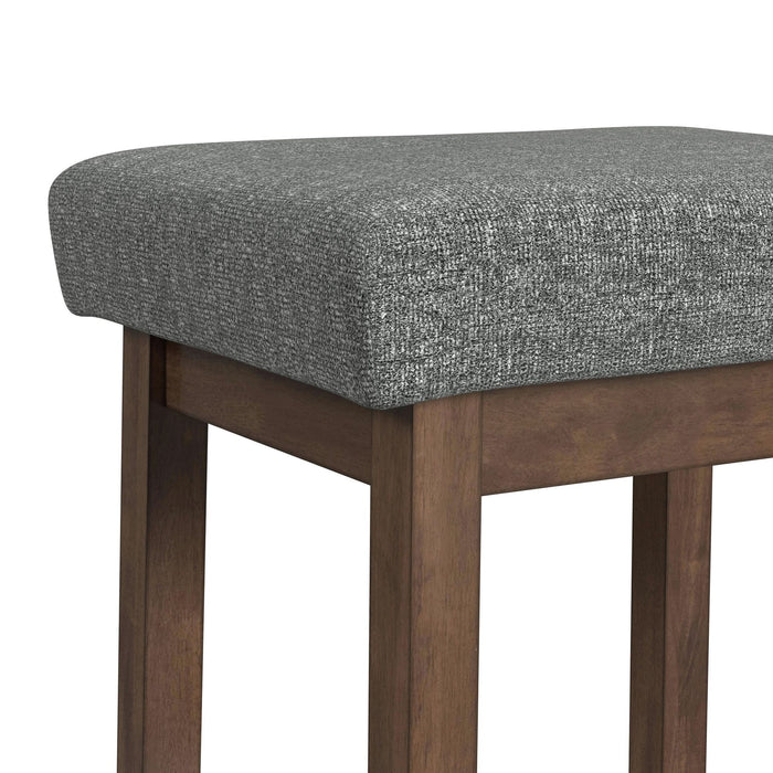 Santa Barbara Kitchen Island & 2 Counter Stools with Dark Grey Fabric in Walnut