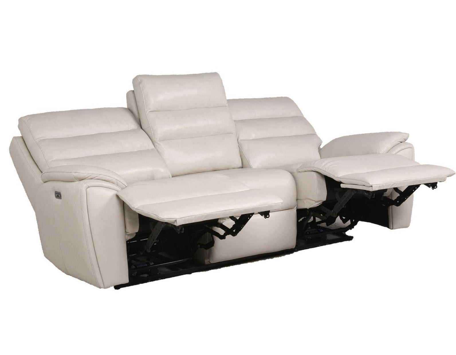 Steve Silver Duval Leather Dual Power Reclining Sofa in Impressive Ivo