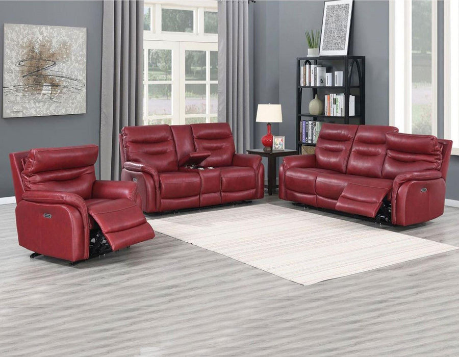 Steve Silver Fortuna Leather Dual Power Reclining Sofa in Wine