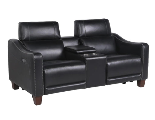 Steve Silver Giorno Dual Power Leather Console Loveseat in Midnight image