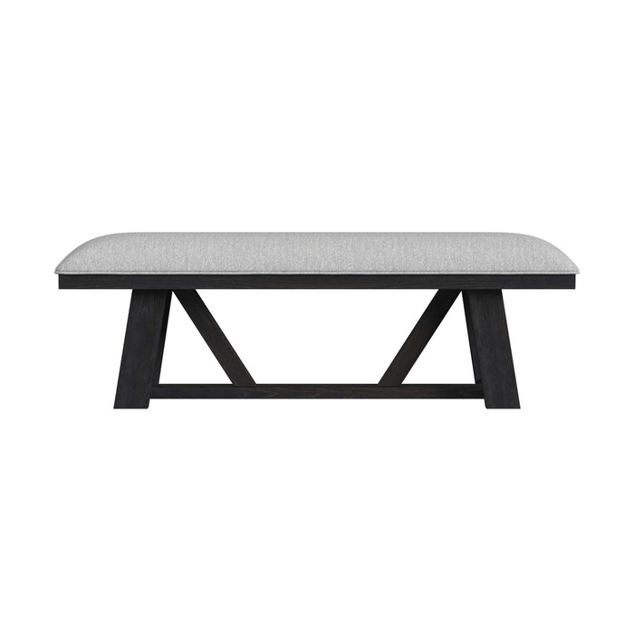 Transcend Dining Bench with Light Grey Fabric in Charcoal