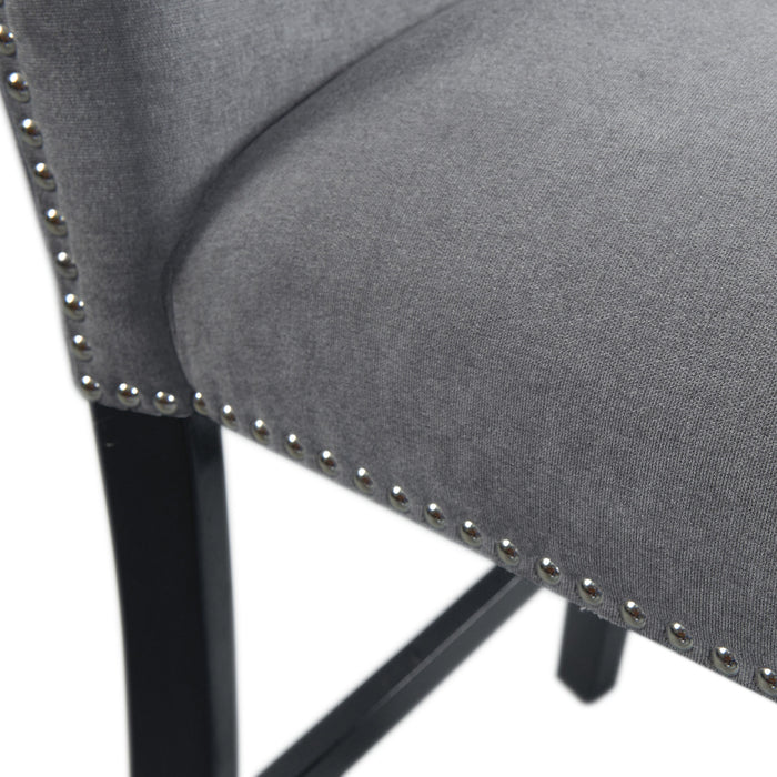 Tuscany Counter Linen Nailhead Side Chair (2 Per Pack) - Charcoal